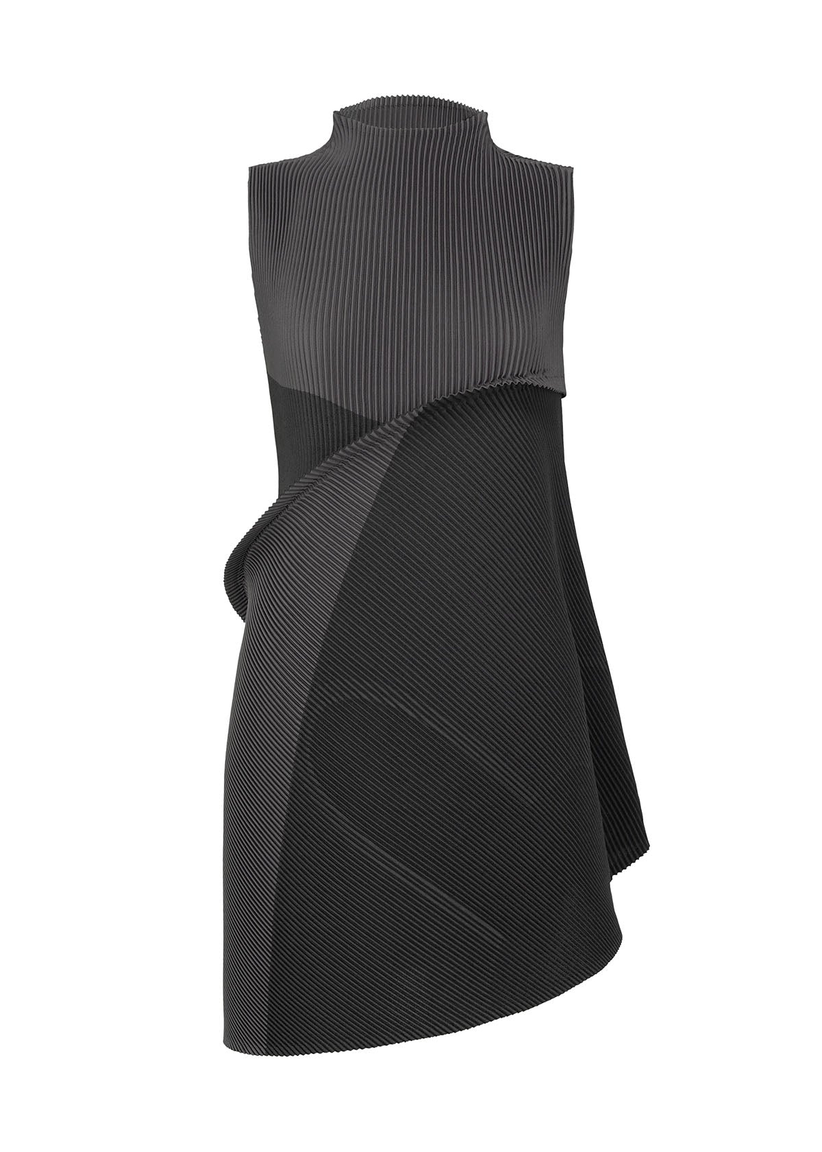 RIDGE PLEATS Tunic Black x Charcoal | ISSEY MIYAKE EU