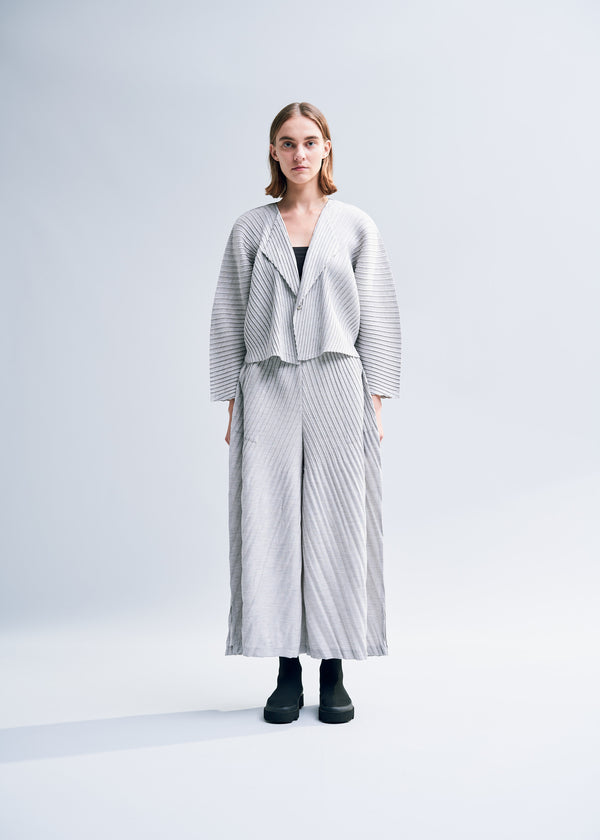 LINEN LIKE PLEATS Cardigan Grey