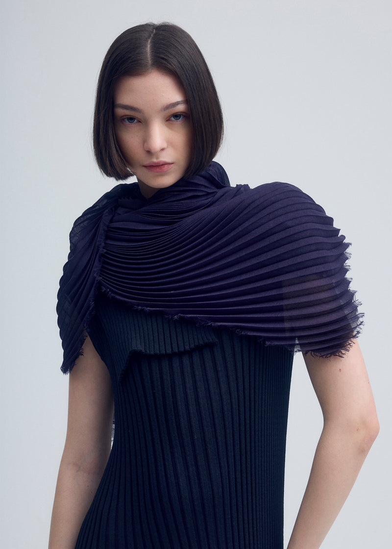 SILK WOOL PLEATS STOLE Stole Midnight Navy