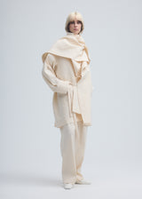 ENCLOTHE WASHI AND WOOL Coat Moon White