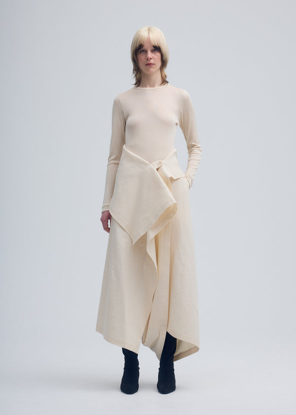 ENCLOTHE WASHI AND WOOL Trousers Moon White