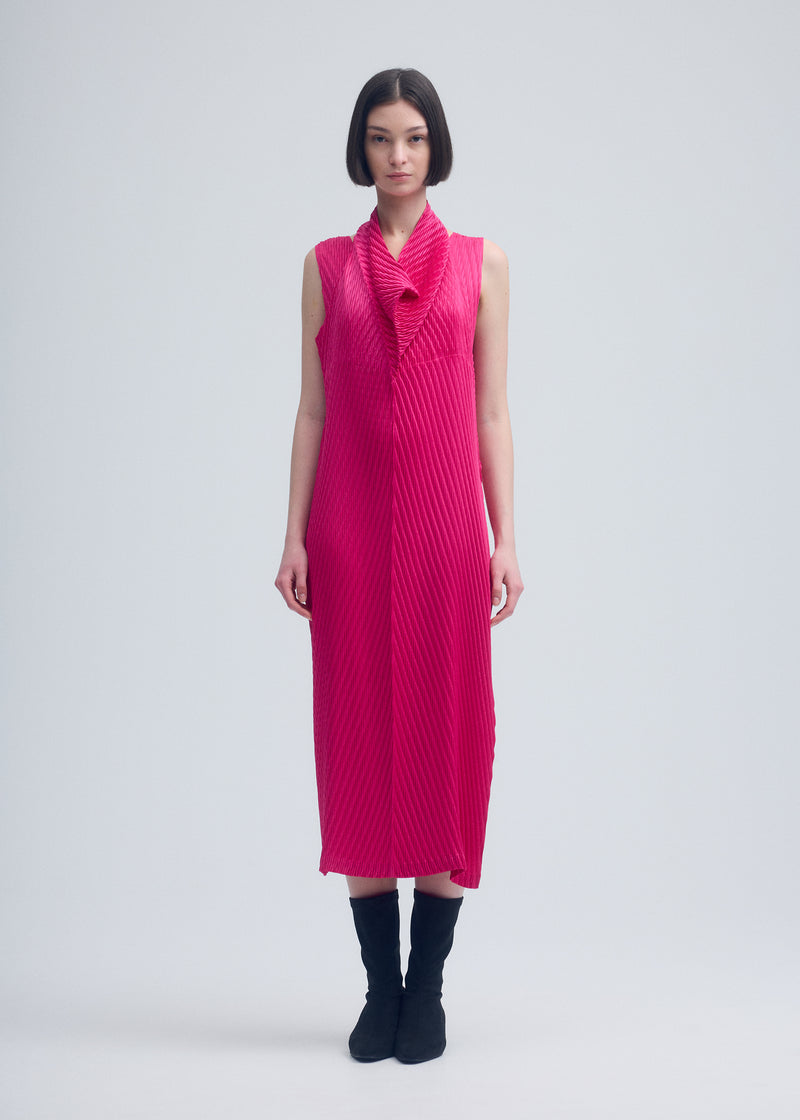 WRAPPED SUEDE LIKE PLEATS Dress Day Pink