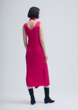 WRAPPED SUEDE LIKE PLEATS Dress Day Pink