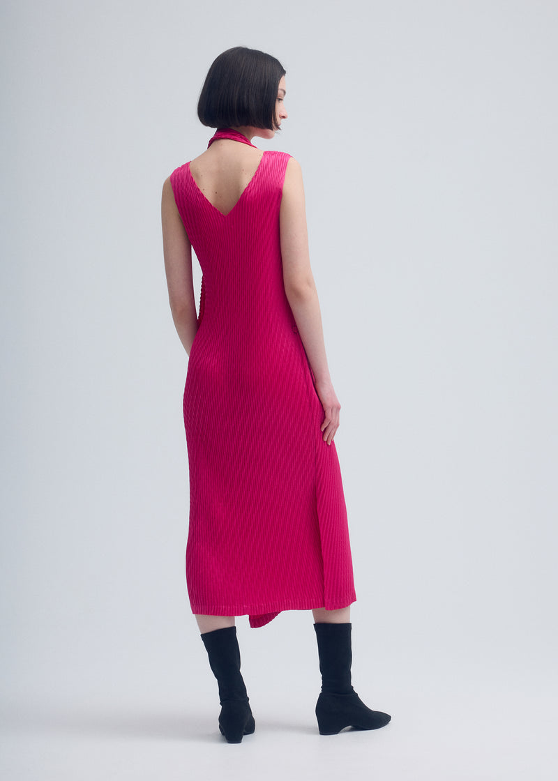 WRAPPED SUEDE LIKE PLEATS Dress Day Pink