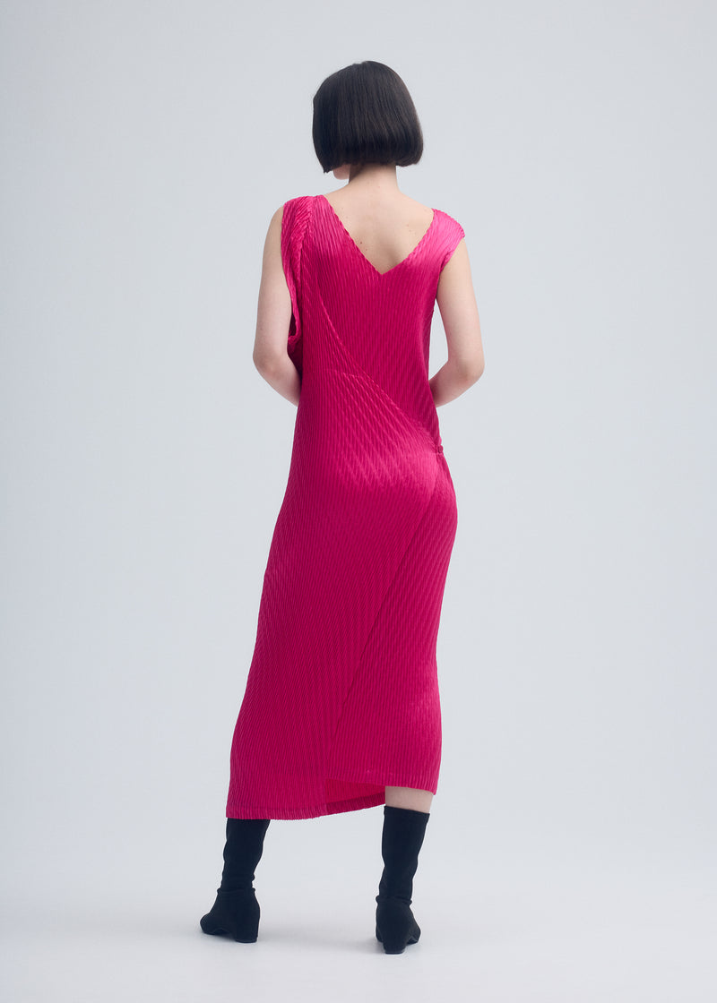 WRAPPED SUEDE LIKE PLEATS Dress Day Pink