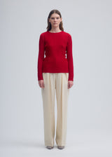 SUEDE LIKE PLEATS Shirt Nadeshiko Red