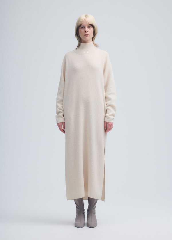 STRETCHY WOOL Dress Moon White