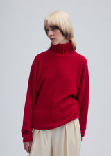 STRETCHY WOOL Top Nadeshiko Red