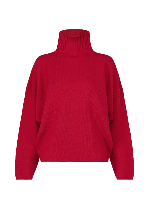 STRETCHY WOOL Top Nadeshiko Red